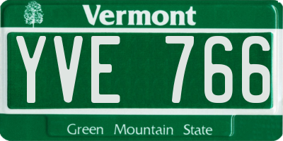 VT license plate YVE766
