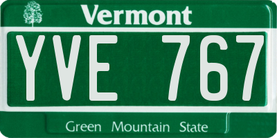 VT license plate YVE767