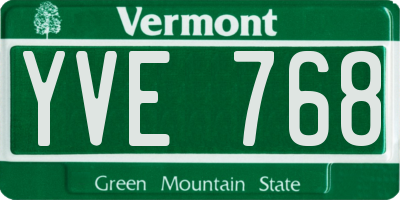 VT license plate YVE768