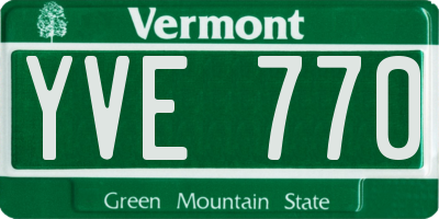 VT license plate YVE770