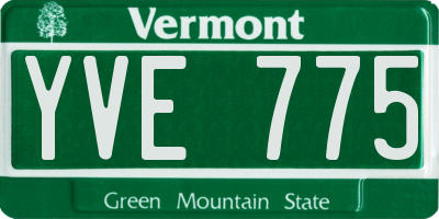VT license plate YVE775