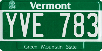 VT license plate YVE783
