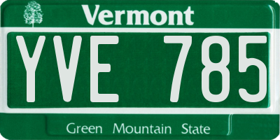VT license plate YVE785