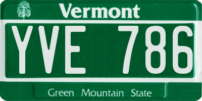 VT license plate YVE786
