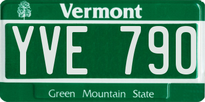 VT license plate YVE790