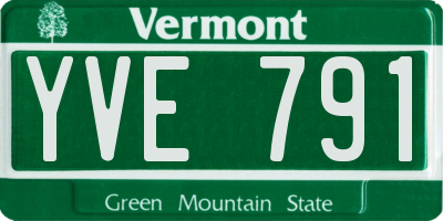 VT license plate YVE791