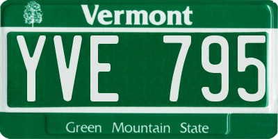 VT license plate YVE795