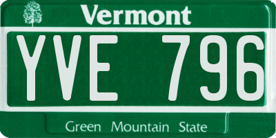 VT license plate YVE796