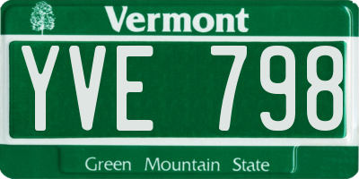 VT license plate YVE798