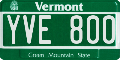 VT license plate YVE800