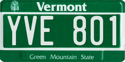 VT license plate YVE801