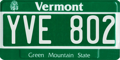 VT license plate YVE802
