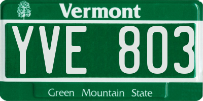 VT license plate YVE803
