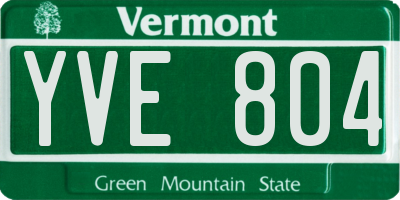 VT license plate YVE804