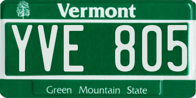 VT license plate YVE805