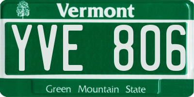 VT license plate YVE806