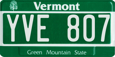 VT license plate YVE807