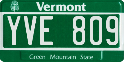 VT license plate YVE809