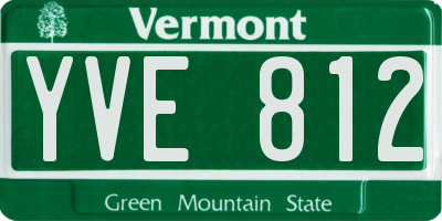 VT license plate YVE812
