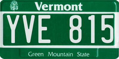VT license plate YVE815