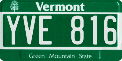 VT license plate YVE816