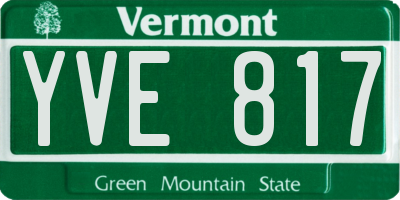 VT license plate YVE817