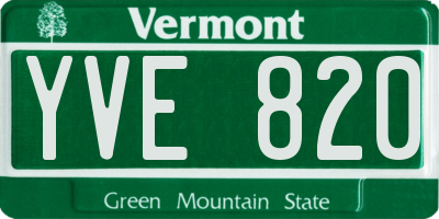 VT license plate YVE820