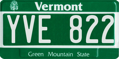VT license plate YVE822
