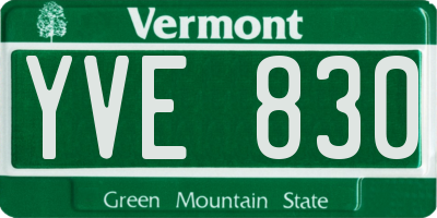 VT license plate YVE830