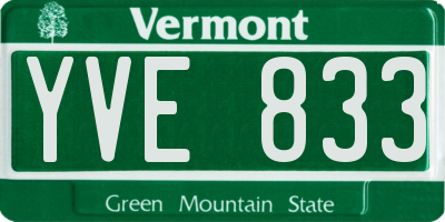 VT license plate YVE833