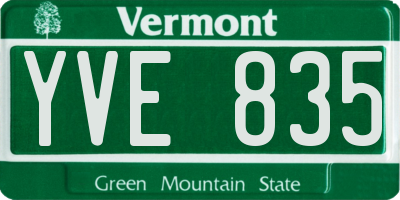 VT license plate YVE835