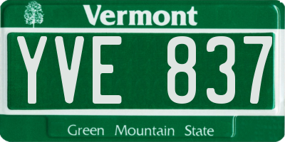 VT license plate YVE837