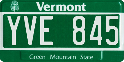 VT license plate YVE845
