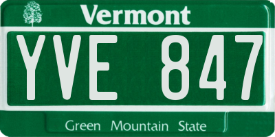 VT license plate YVE847