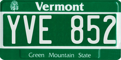 VT license plate YVE852