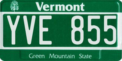 VT license plate YVE855
