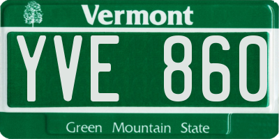 VT license plate YVE860