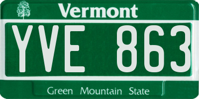 VT license plate YVE863