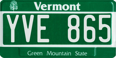 VT license plate YVE865