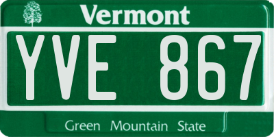 VT license plate YVE867