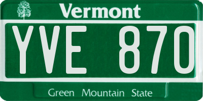 VT license plate YVE870