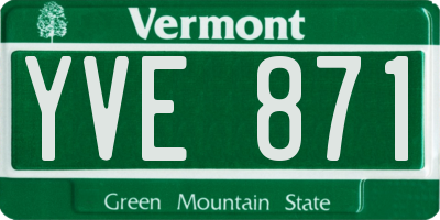 VT license plate YVE871