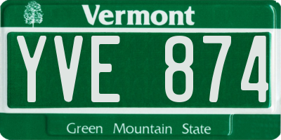 VT license plate YVE874