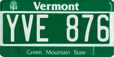 VT license plate YVE876