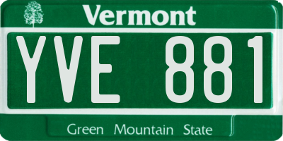 VT license plate YVE881