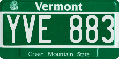 VT license plate YVE883