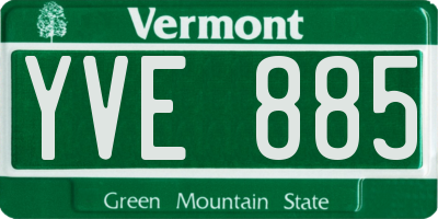 VT license plate YVE885