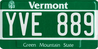 VT license plate YVE889