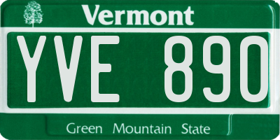 VT license plate YVE890