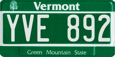 VT license plate YVE892